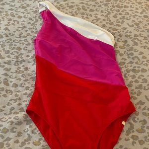 SummerSalt - Side stroke white, hot pink and red stripes-size 10